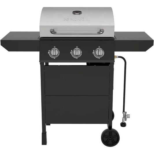 Nexgrill 3-Burner Propane Gas Grill with Side Shelves, 27,000 BTU