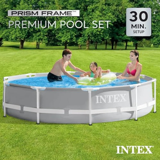 26701EH Prism Frame Above Ground Swimming Pool Set 10ft x 30in with 330 GPH Filter Pump and Removable Pool Ladder Ideal for Bac