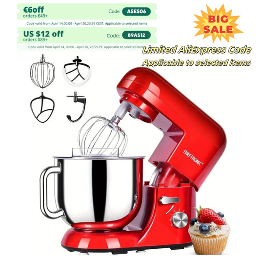 1pc CHEFTRONIC Stand Mixer, 7 Qt Tilt-Head Electric Stand Mixer -