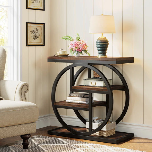 End Table for Living Room, 4-Tier Narrow Side Table with Storage Shelves,