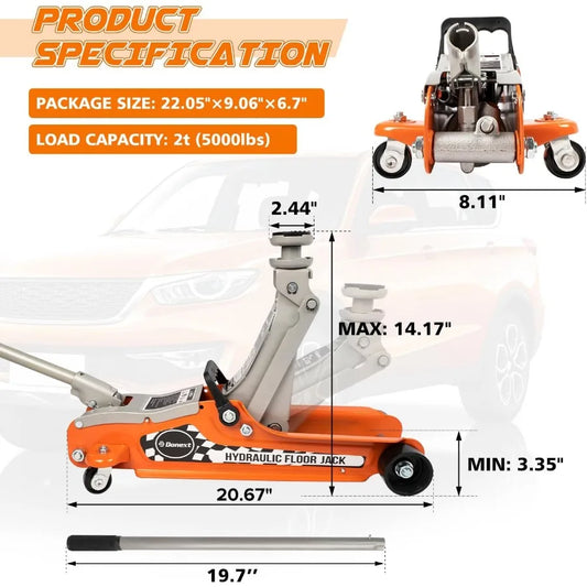 2.5 Ton Low Profile Racing Floor Jack with Heavy Duty Steel Construction