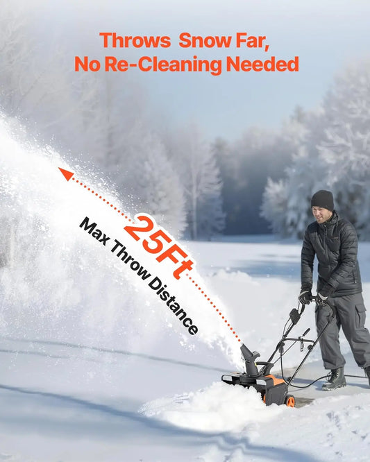 20-Inch Electric Snow Blower with LED Lights Adjustable Chute for Driveway and Sidewalk