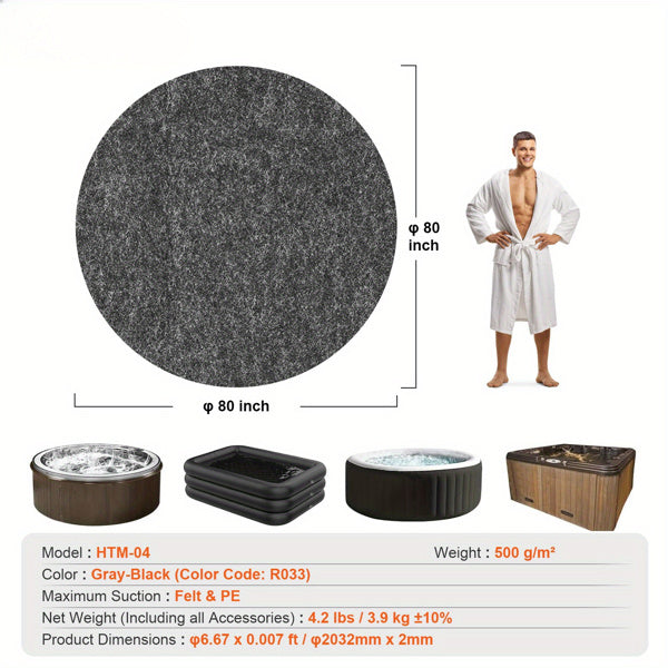 80 Inch Inflatable Hot Tub Mat, Extra Large Slip-Proof Ground Protector