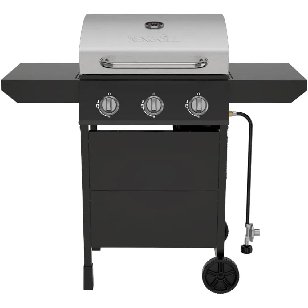 Nexgrill 3-Burner Propane Gas Grill with Side Shelves, 27,000 BTU