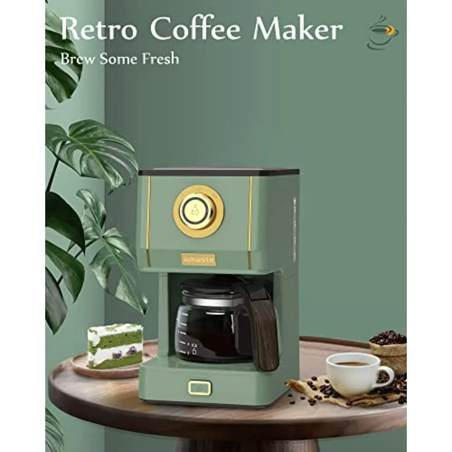 DutchesHomeLiving retro drip coffee maker with glass pot reusable filter
