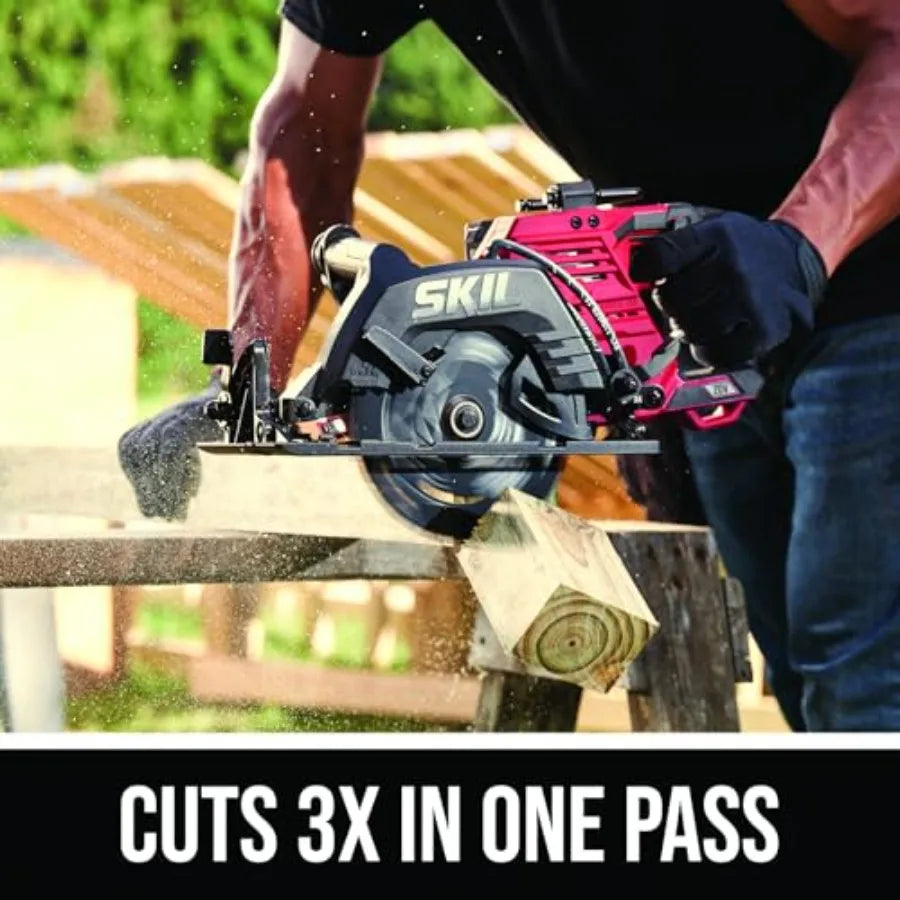 2x20V PWR CORE 20 Brushless 7-1/4 Rear Handle Circular Saw Kit Includes Two 5.0Ah Batteries and Dual Port Auto PWR Jump Ch