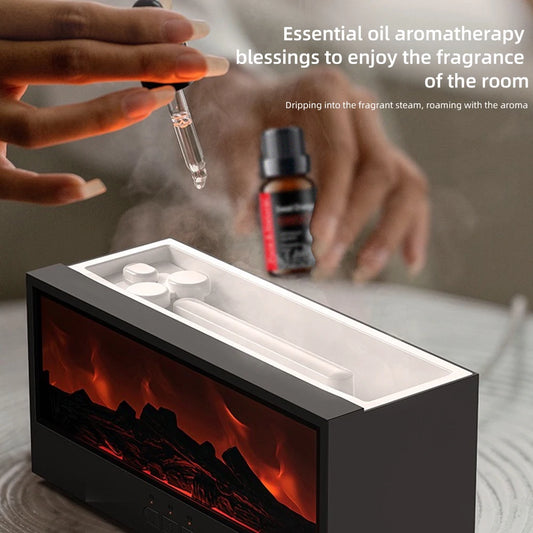 300ml Air Humidifier & Aroma Diffuser with Colorful Fireplace Flame
