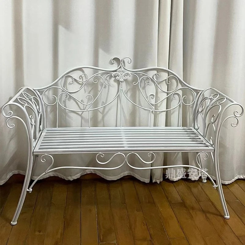 Wrought Iron  Double Chair Park Bench Garden Outdoor