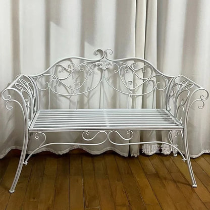 Wrought Iron  Double Chair Park Bench Garden Outdoor