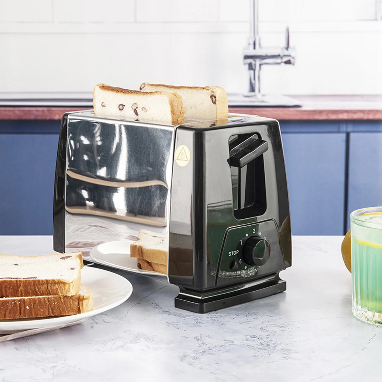 Compact Bread  Portable Stainless Steel Wide Slot 2 Slice Toaster
