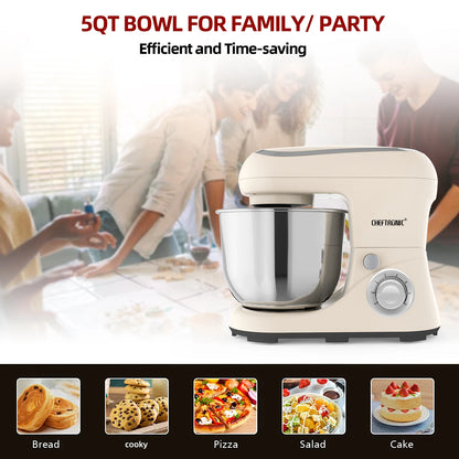 1pc CHEFTRONIC Stand Mixer,5Qt Tilt-Head Electric Household Stand Mixer