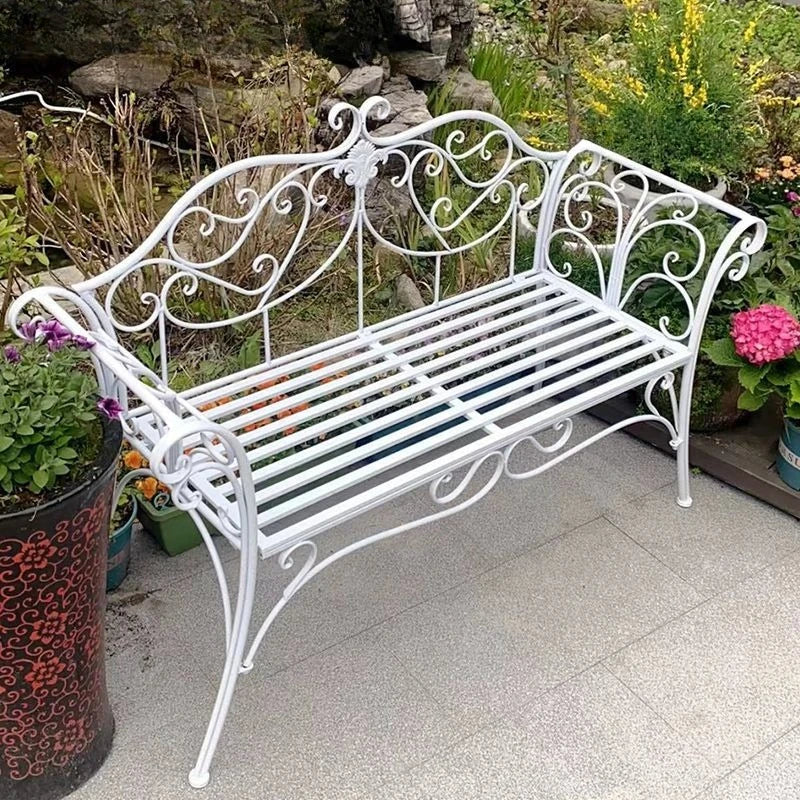 Wrought Iron  Double Chair Park Bench Garden Outdoor