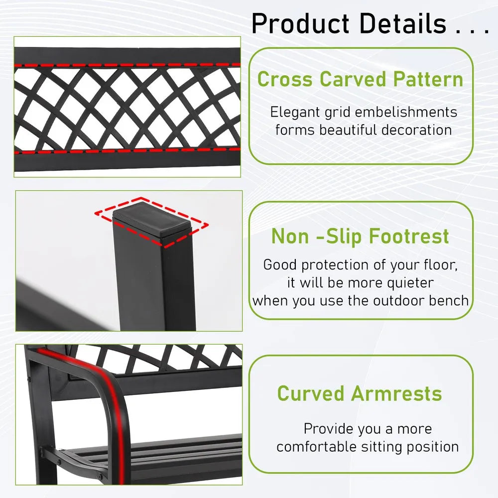 Garden Bench,OutdoorPatio Bench with Mesh Pattern