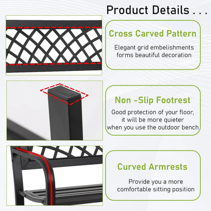 Garden Bench,OutdoorPatio Bench with Mesh Pattern