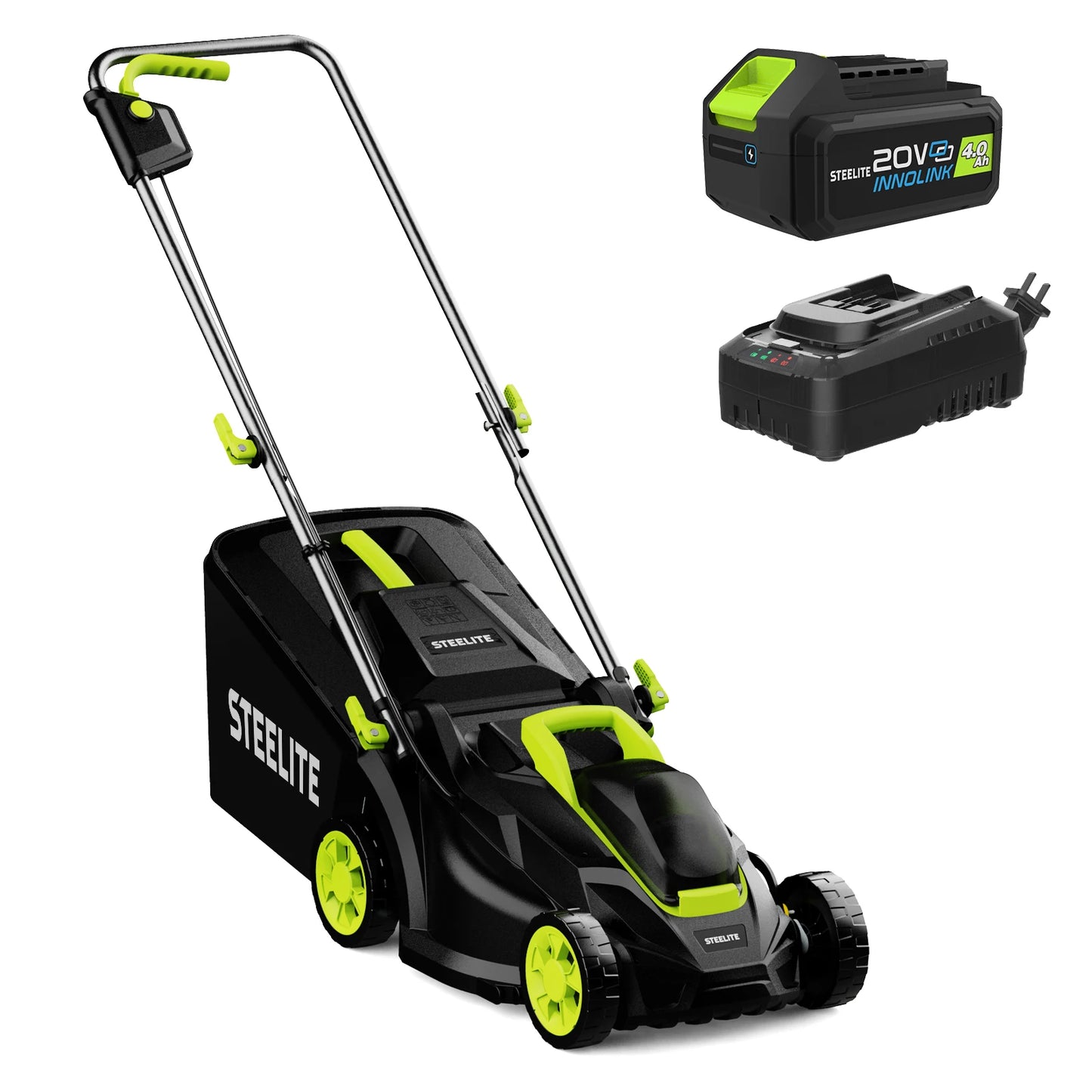 Deli 13" 2-in-1 Lightweight Cordless Lawn Mower  with 21V 4.0Ah Battery and Charger