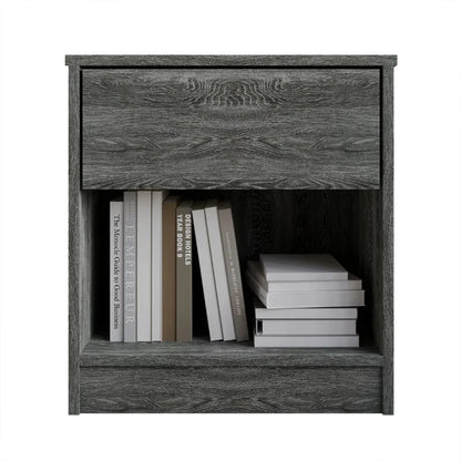 Versatile Wood Side Table for Living Room,  Nightstand with1Drawer, Dark Gray