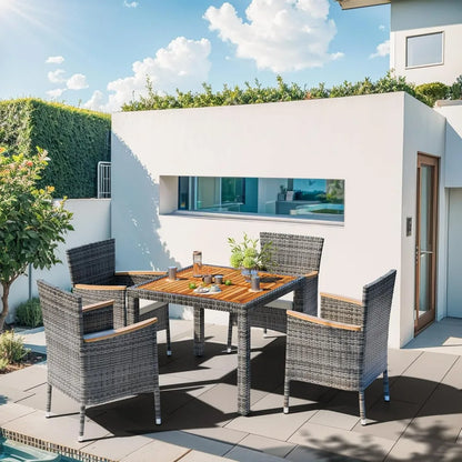 2025new-5-Piece Outdoor Wicker Patio Dining Set