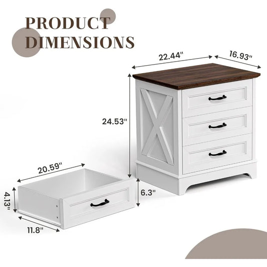 Nightstand with Drawers - Small Rustic Wood Chest of Drawers