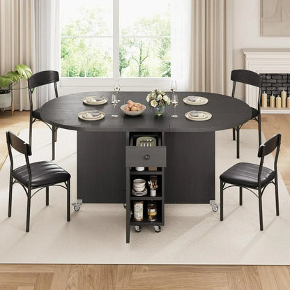 Compact 5-Piece Folding Dining Set for 4 People: