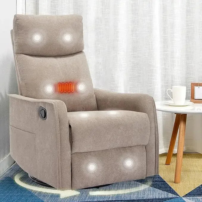 Swivel Rocker Recliner Chair with Heated Massage