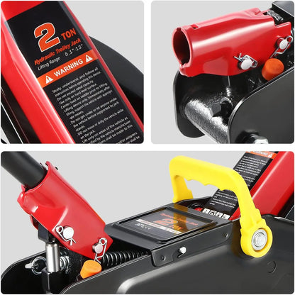 2 Ton Hydraulic Trolley Floor Jack, 4000 lbs Capacity, Lifting Range 5.1-13 Inches, Black