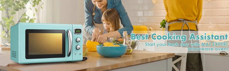 MAT EXPERT 0.9 Cu.ft Compact Microwave Oven,  w/Glass Turntable