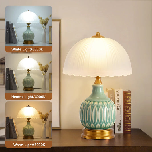 Vintage Lamp for Living Room,16" Modern Ceramic Table Lamps for Bedroom,