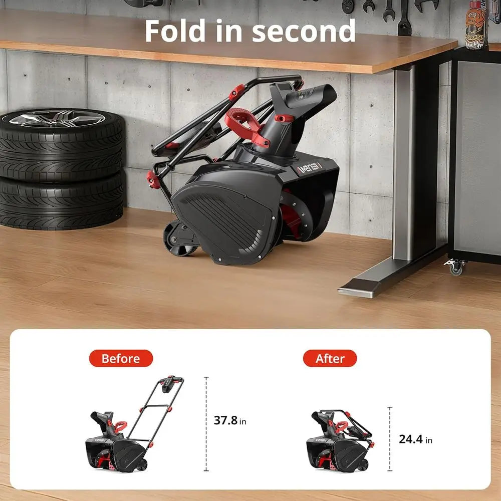 21-Inch Electric Snow Thrower, 15-Amp Corded Snow Blower with LED Light,