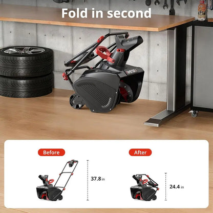 21-Inch Electric Snow Thrower, 15-Amp Corded Snow Blower with LED Light,