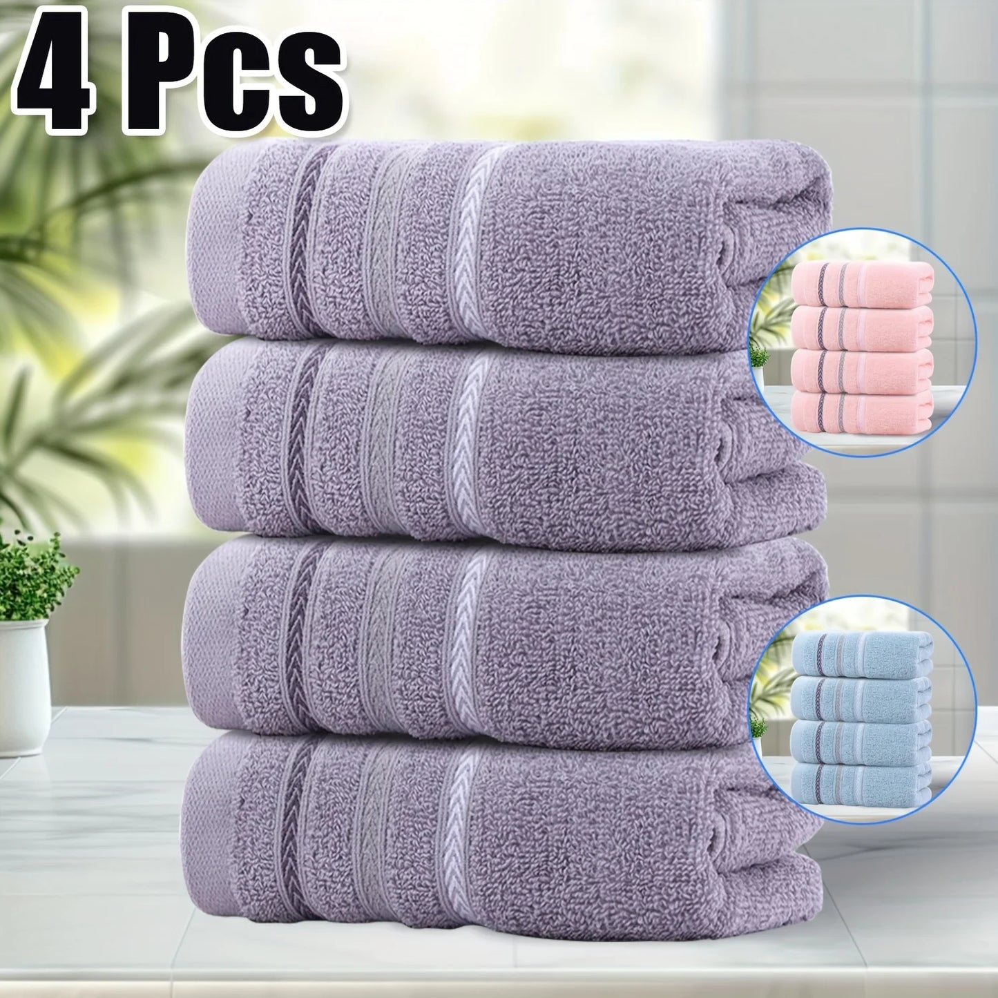 100% Cotton Face Towels 4 Pack, Luxury Quick Dry Absorbent