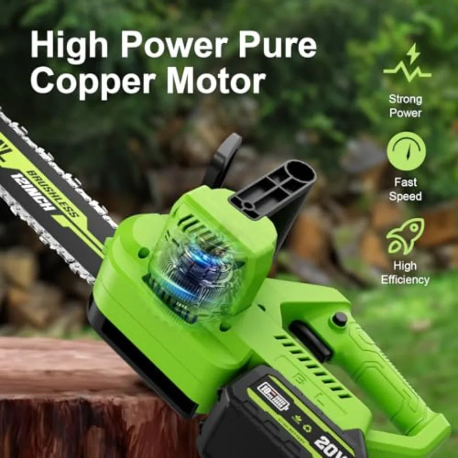 Cordless Electric Chainsaw for 12-Inch Dual-Mode Chain Saw with 20V Battery