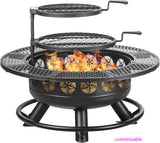 36 Inch Fire Pit with 2 Cooking Grills,Outdoor Wood Burning