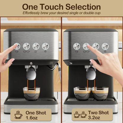 DutchesHomeLiving 20 bar espresso machine with milk frother stainless steel