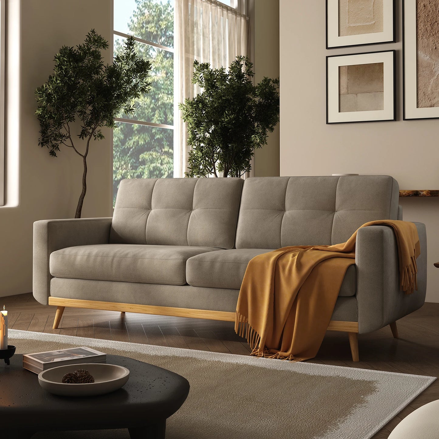 67.7-inch Mid-Century Modern Loveseat Sofa