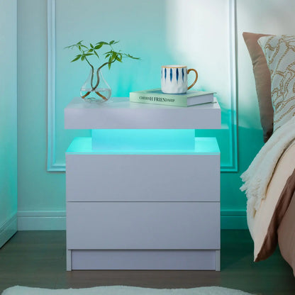 Cubehom Nightstand Set of 2 LED  with 2 Drawers,Night Stand