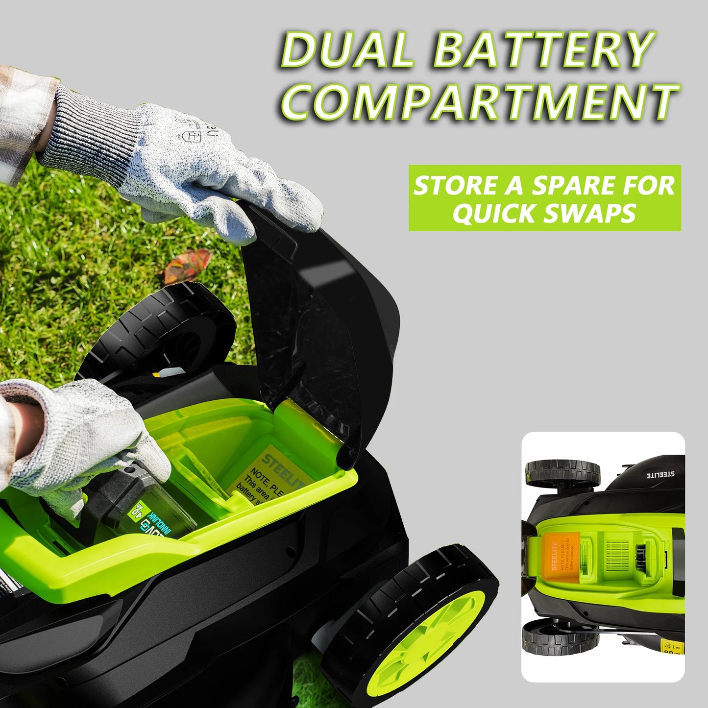 Deli 13" 2-in-1 Lightweight Cordless Lawn Mower  with 21V 4.0Ah Battery and Charger