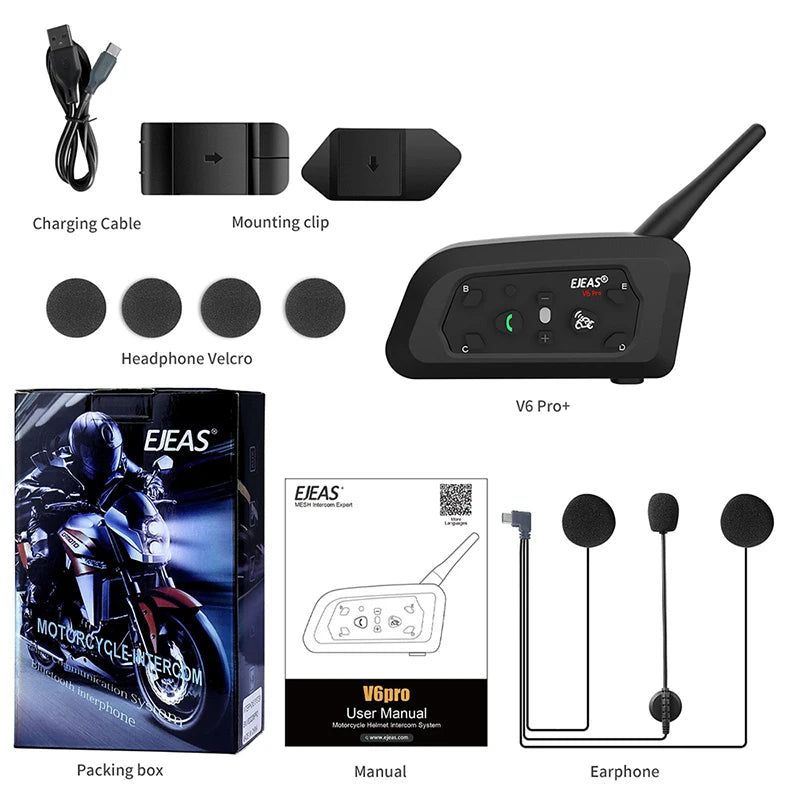 Motorcycle Intercom  PRO+ Helmet   Music Player Interphone Bluetooth Headset