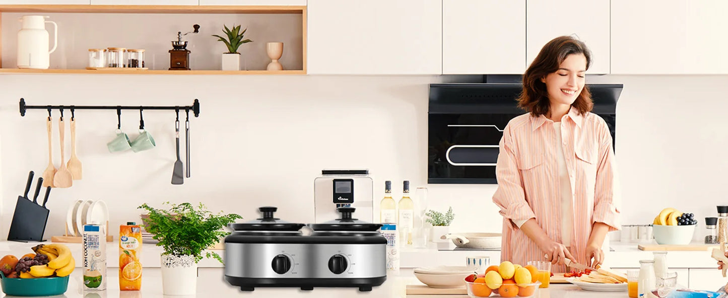 Dual Slow Cooker Buffet Server Food Warmer