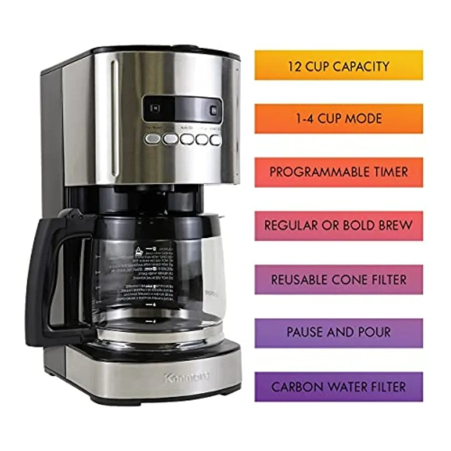 12 Cup Programmable Drip Coffee Maker Auto Shut Off