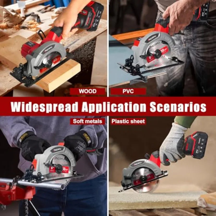 6" Cordless Mini Circular Saw 21V Compact Wireless Circular Saw 4.0Ah