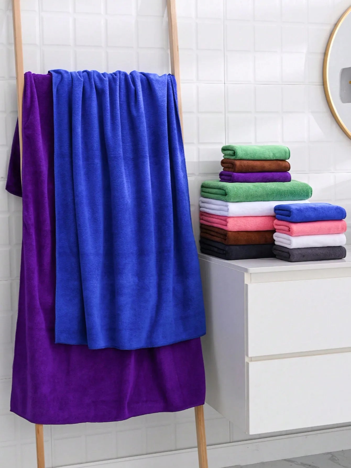 100% Polyester Solid Color Bath Towel 70x140cm,