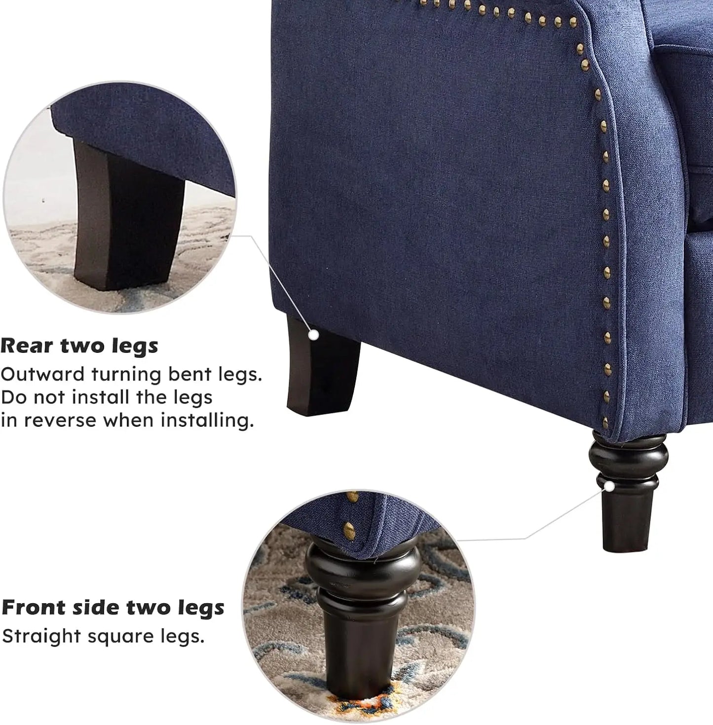 EBELLO Push Back Recliner Chair Fabric Lounge Armchair