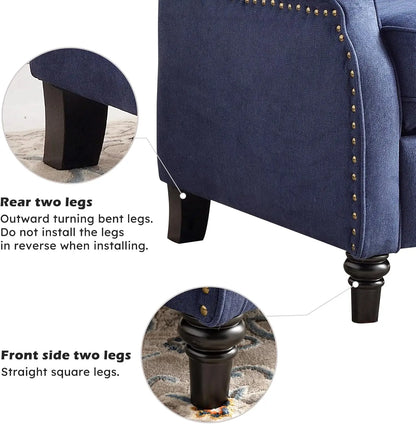 EBELLO Push Back Recliner Chair Fabric Lounge Armchair