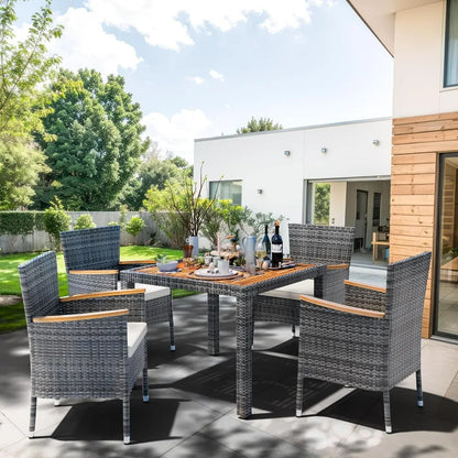 2025new-5-Piece Outdoor Wicker Patio Dining Set