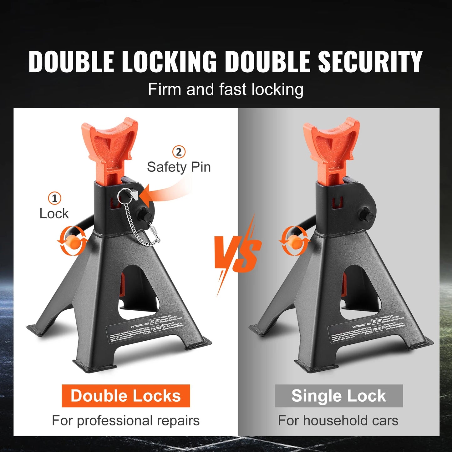 SucceBuy Jack Stands 3/6 Ton Capacity Car Double Locking Adjustable Height for lifting SUV Pickup Truck Car UTV ATV