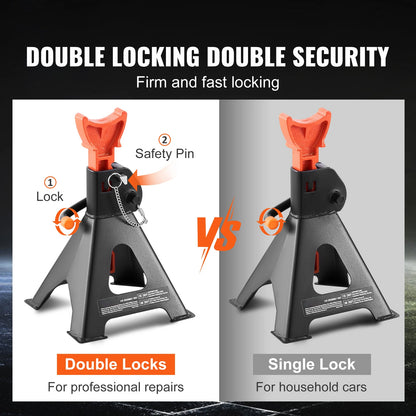 SucceBuy Jack Stands 3/6 Ton Capacity Car Double Locking Adjustable Height for lifting SUV Pickup Truck Car UTV ATV