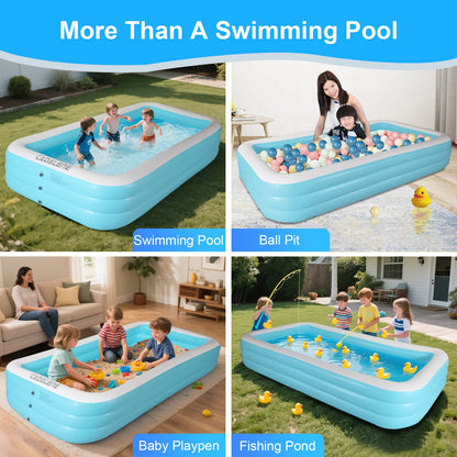 Inflatable swimming Pool for Kids and Adults,120" X 72" X 22"