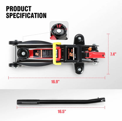 2 Ton Hydraulic Trolley Floor Jack, 4000 lbs Capacity, Lifting Range 5.1-13 Inches, Black