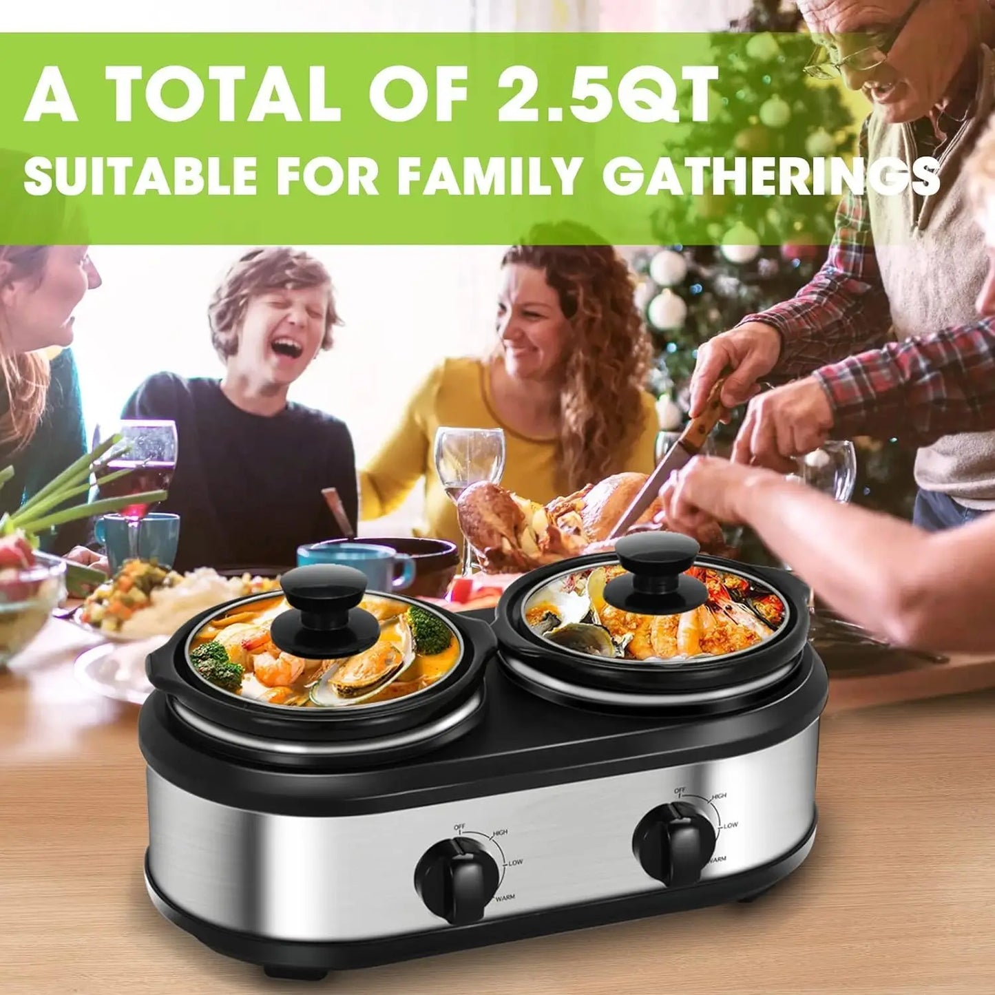 Dual Slow Cooker Buffet Server Food Warmer
