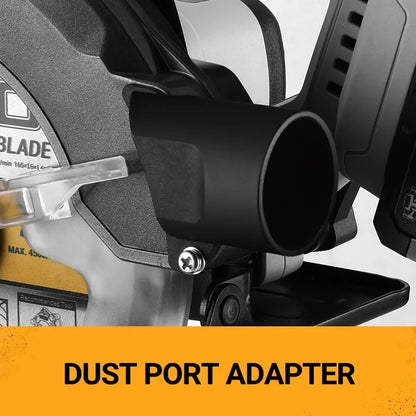 Dutcheshomeliving dust port adapter for cordless circular saw providing efficient dust collection.